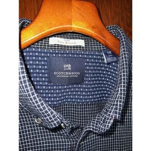 SCOTCH & SODA AMSTERDAM COUTURE NAVY & WHITE CHECK COTTON LINEN SHIRT XXL MINT